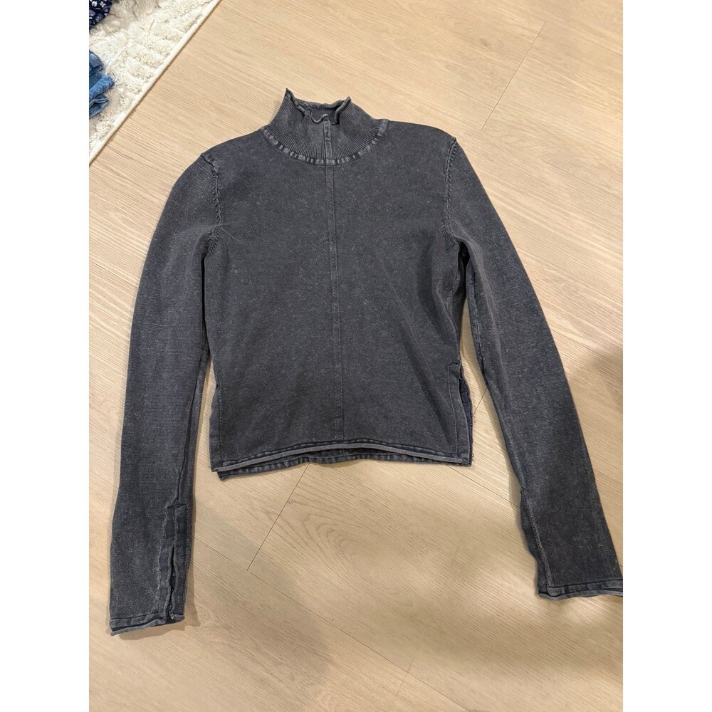 Zara mock neck grey washed long sleeve
